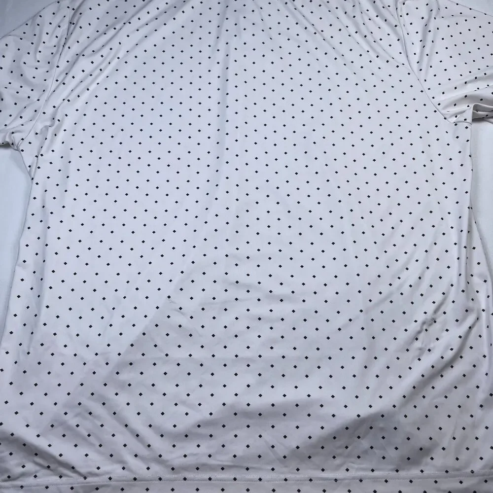 Rorie Whelan Polo Shirt Men's 2XL White Polka Dot Stretch Short Sleeve Golf‎